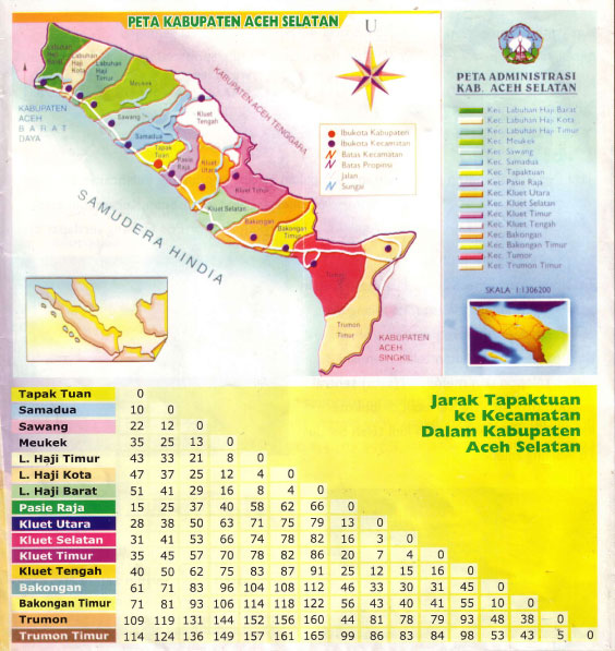 Aceh Selatan (South Aceh) map